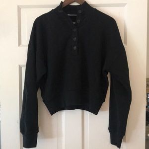 Reformation Marla Button Sweatshirt in Black